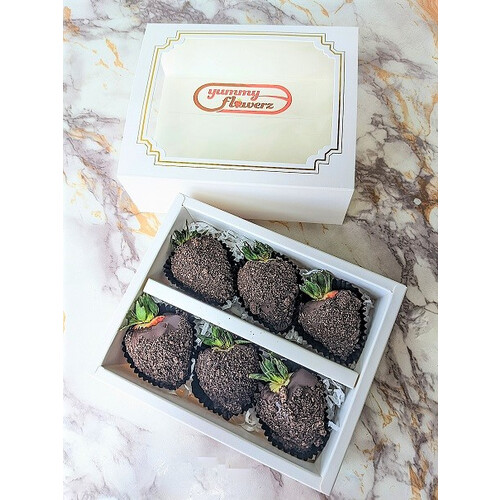 6pcs Chocolate Dipped Strawberries with Oreo Gift Box